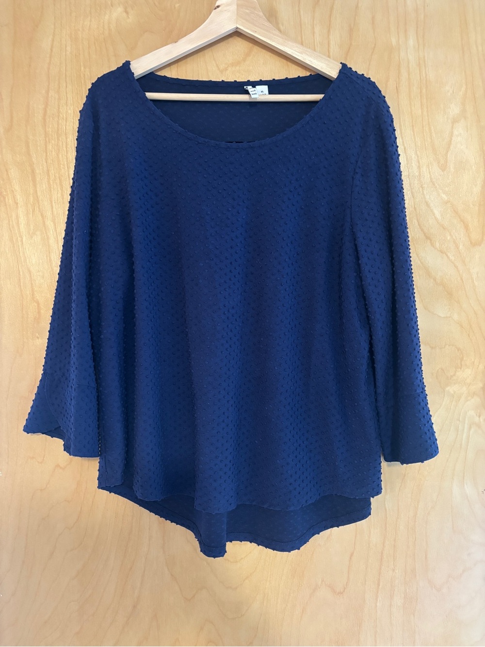 Elle Navy Textured Scoop Neck Tunic